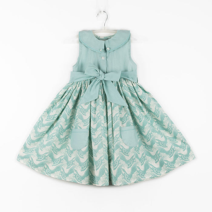 Peter Pan Roll Collar Gathered Frock with a Belt
