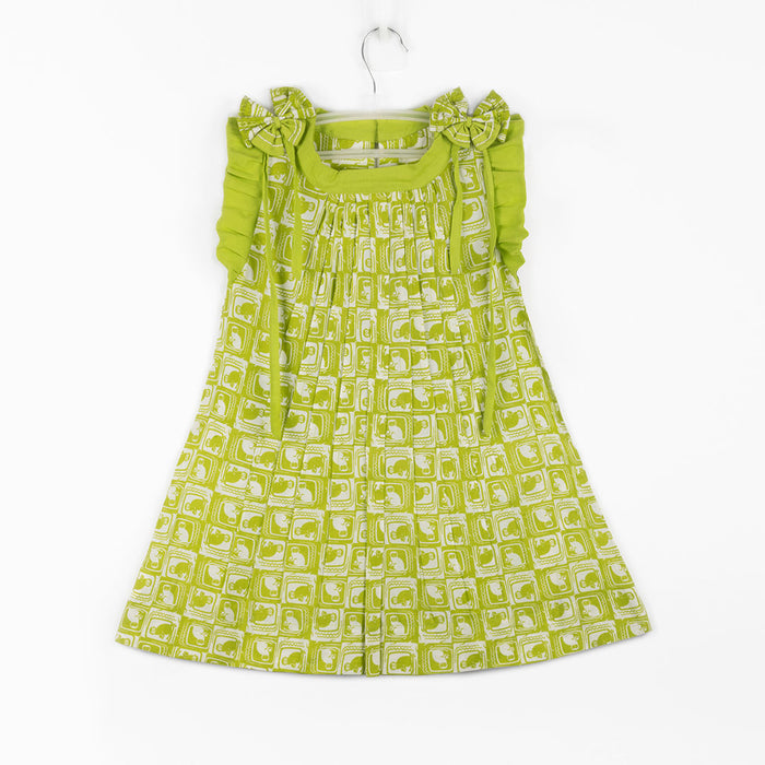 A-Line Pintucked Frock with Frilled Sleeves