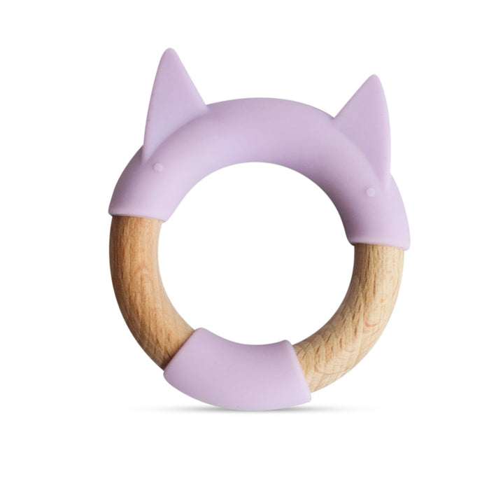 Little Rawr Wood + Silicone Teether Ring - Kitty
