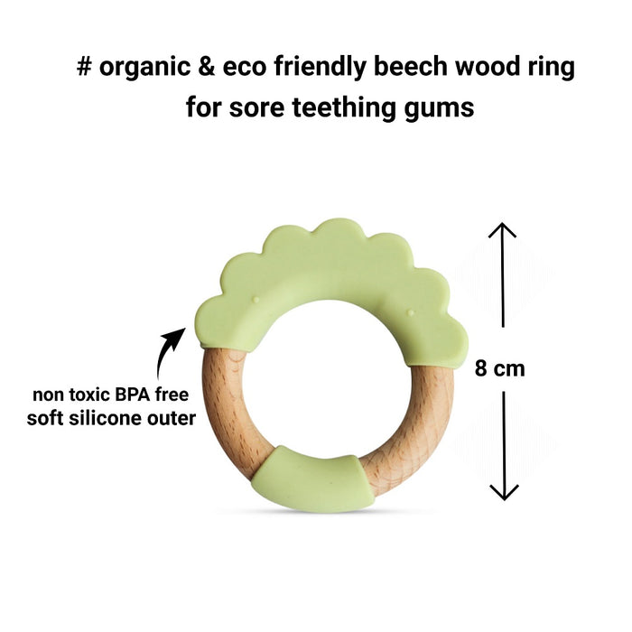 Little Rawr Wood + Silicone Teether Ring - LION