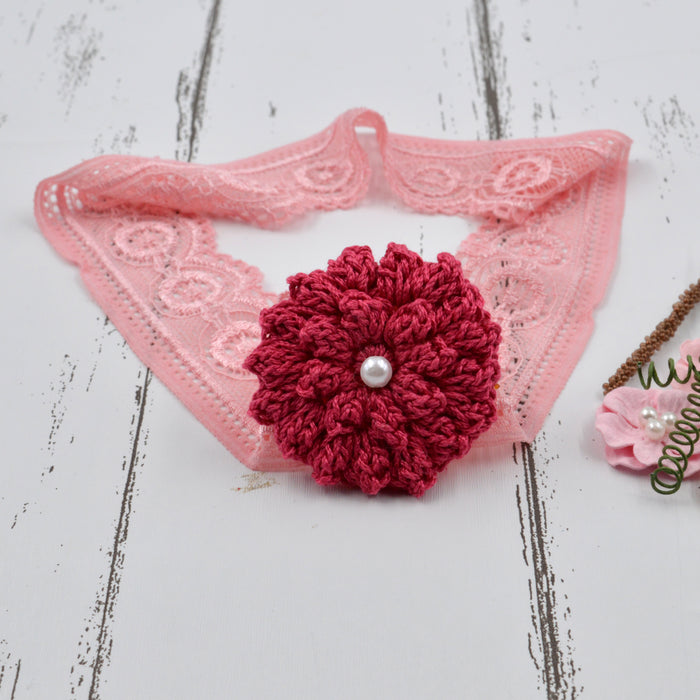 Crochet Baby Headband with cotton thread flower-1