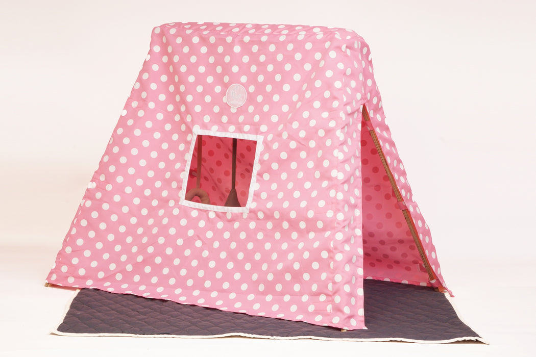 CuddlyCoo Wooden PlayGym with Mini Tent - Baby Pink