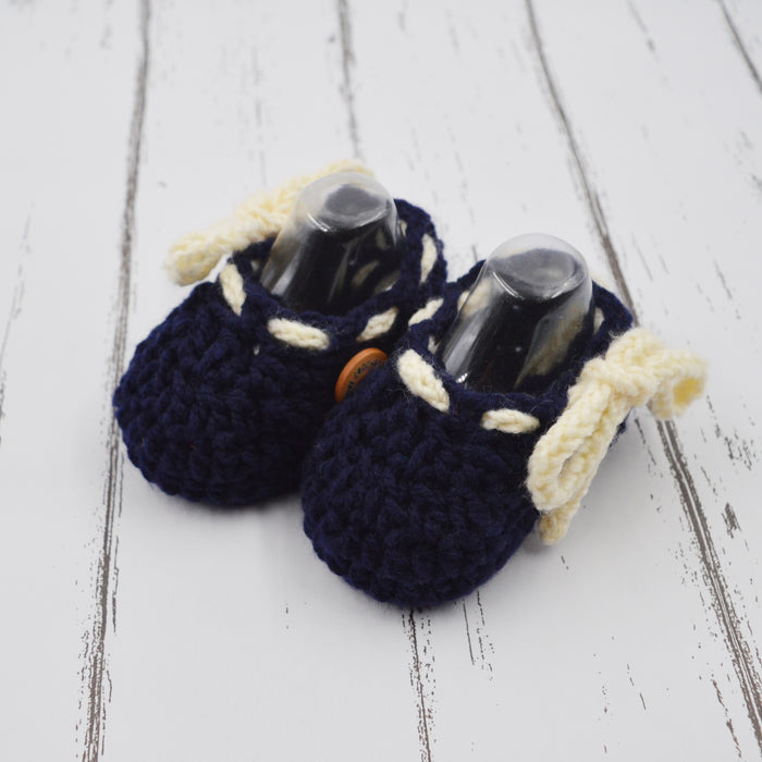 Crochet Baby Booties Woolen Booties-Blue-3