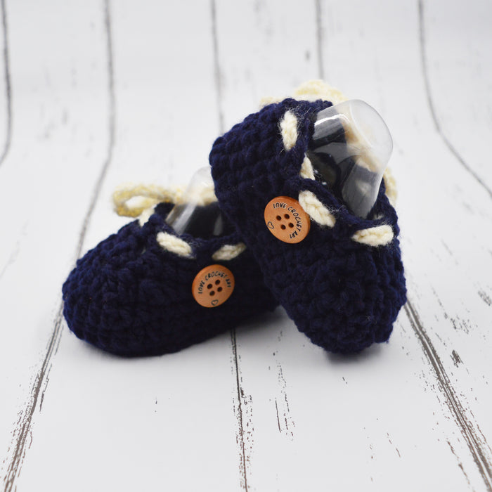 Crochet Baby Booties Woolen Booties-Blue-3