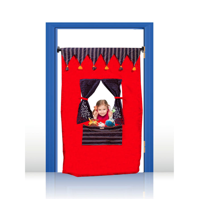 Puppet Theatre Door Curtain - The Circus Theme (Blue & Red)