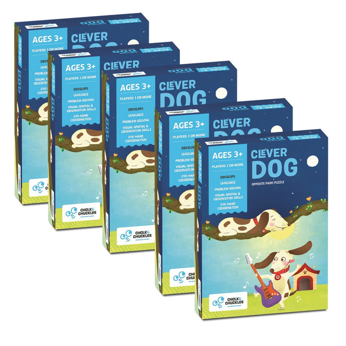 Clever Dog - Fun Opposites Puzzle, Self Correcting Matching Puzzle for Preschooler (Pack Of 5)