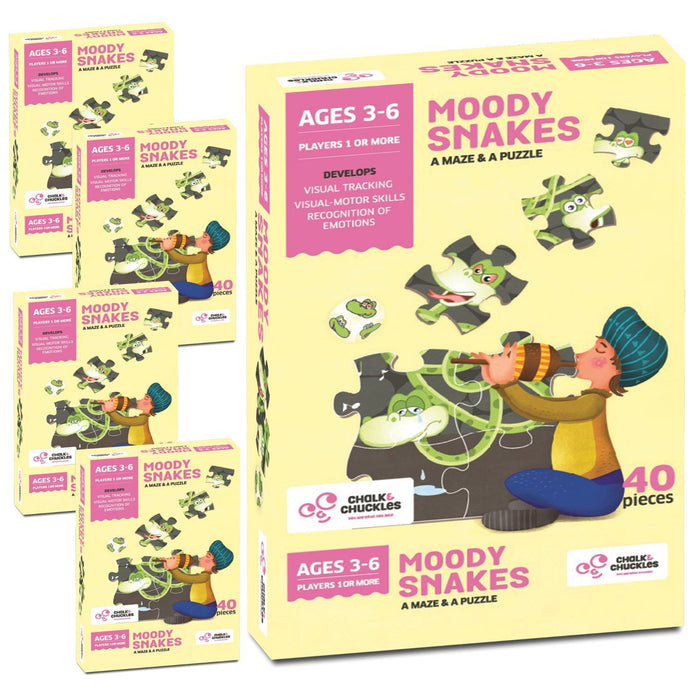 Moody Snakes - Puzzle 40 Piece Jigsaw Puzzles  (Pack Of 5)