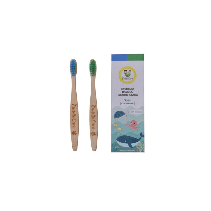 Bamboo Toothbrush Kids - Blue & Green (Pack of 2)