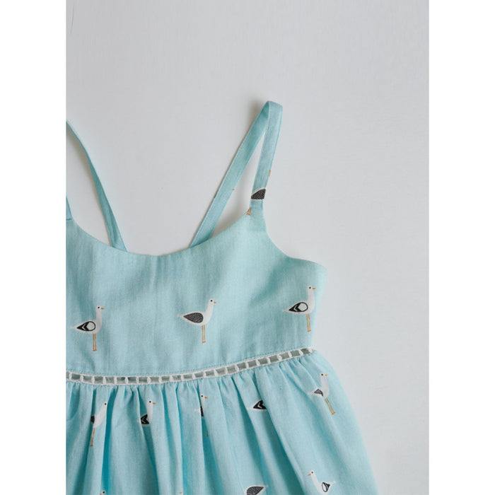 Lori Seagull Print Dress - Blue