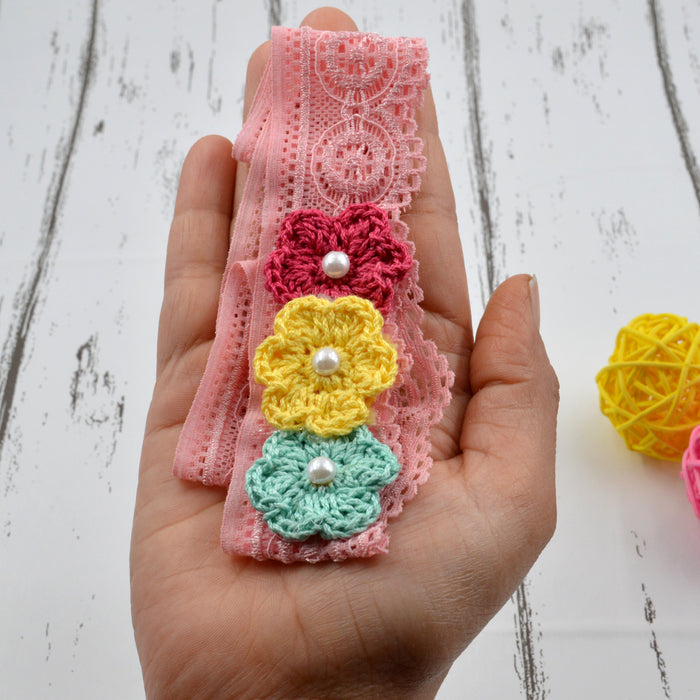Crochet Baby Headband with cotton thread flower-6
