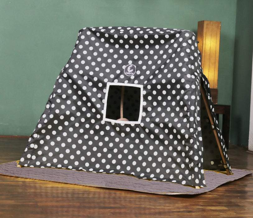 CuddlyCoo Wooden PlayGym with Mini Tent - Grey Polka