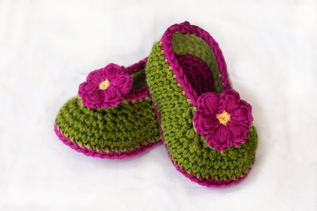 Crochet Baby Booties Woolen Booties-Green-1