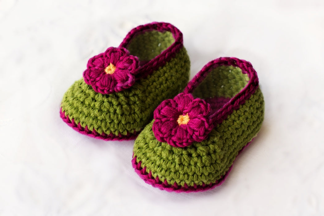 Crochet Baby Booties Woolen Booties-Green-1