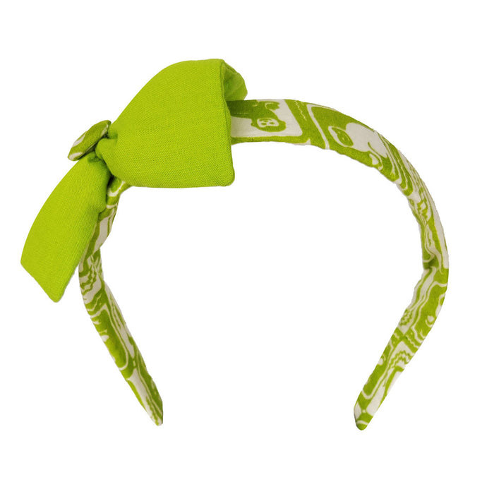 Fabric Bow Hairband - Green