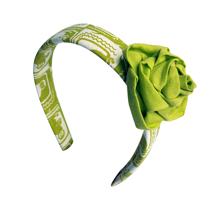 Fabric Rose Hairband - Green