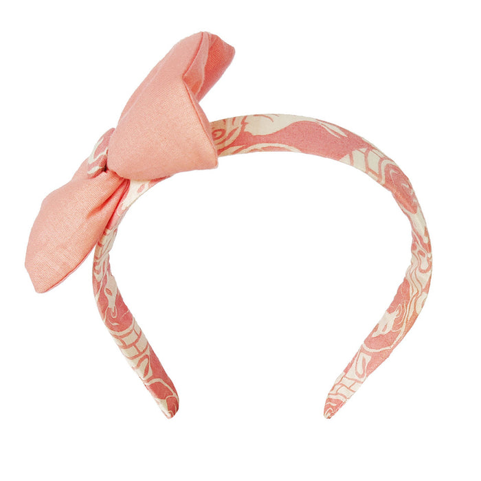 Fabric Bow Hairband - Peach Pink