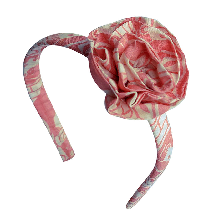 Fabric Flower Hairband - Peach Pink