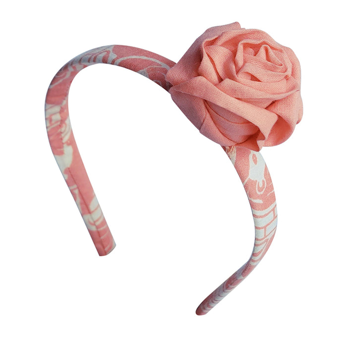 Fabric Rose Hairband - Peach Pink