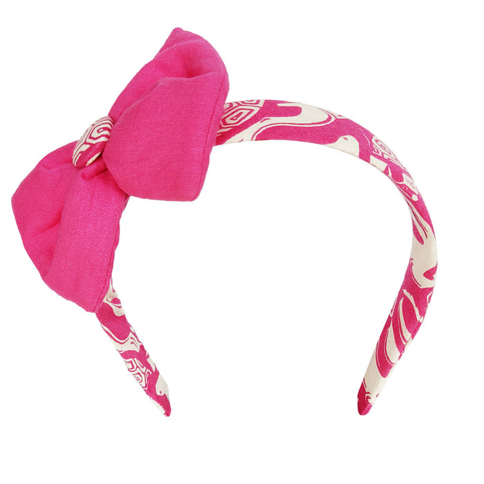 Fabric Bow Hairband - Pink