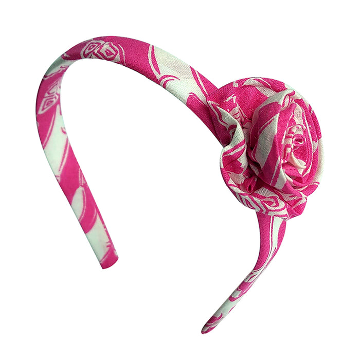 Fabric Flower Hairband - Pink