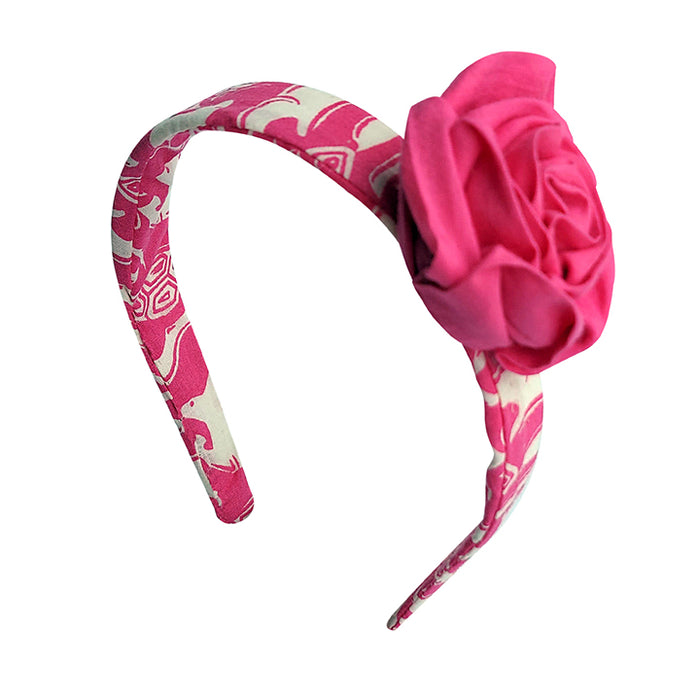 Fabric Rose Hairband - Pink