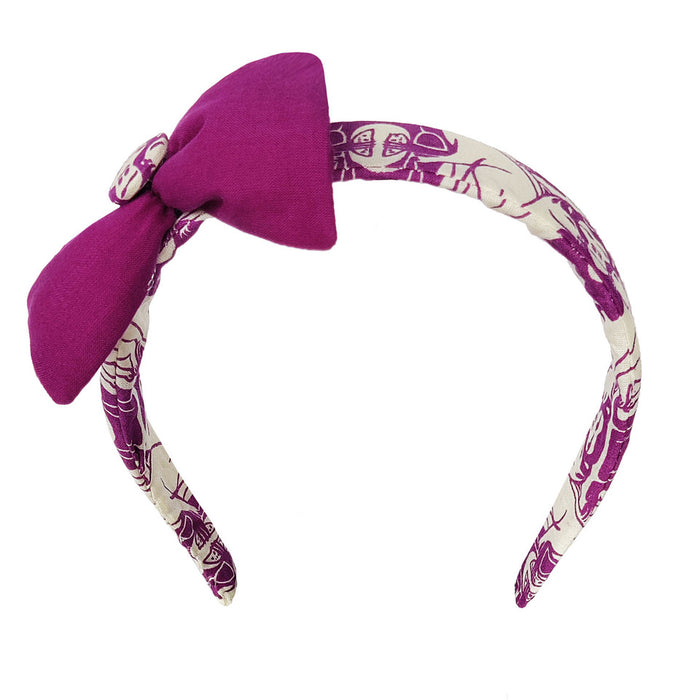 Fabric Bow Hairband - Purple