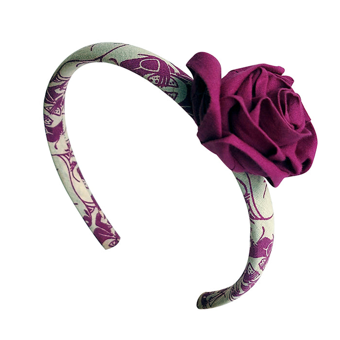 Fabric Rose Hairband - Purple