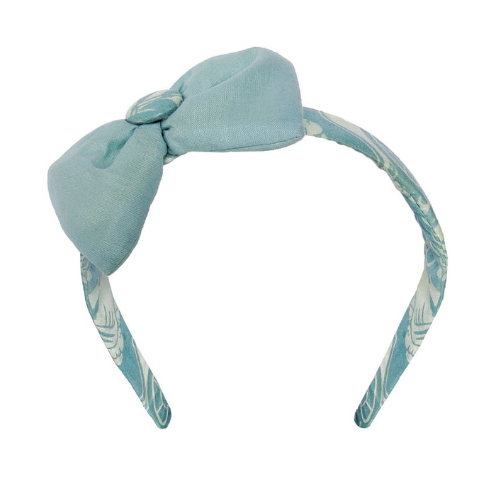 Fabric Bow Hairband - Sea Green
