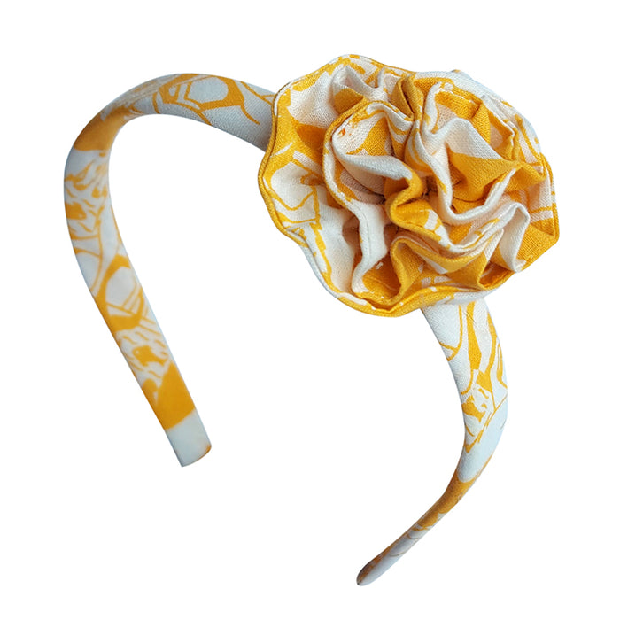 Fabric Flower Hairband - Yellow