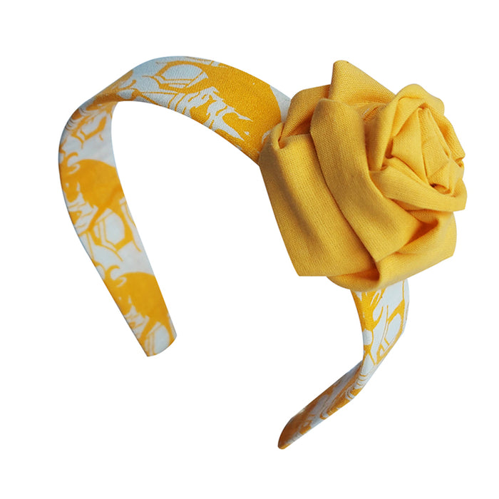 Fabric Rose Hairband - Yellow