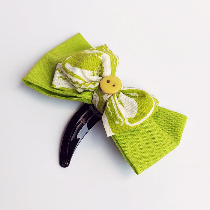Fabric Double Bow Pin - Green