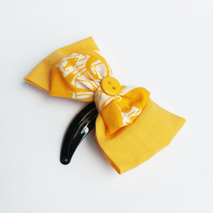 Fabric Double Bow Pin - Yellow