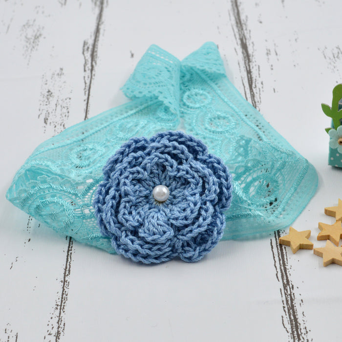 Crochet Baby Headband with cotton thread flower-8