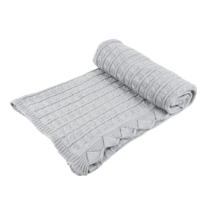 Knit Blanket- Grey Frill