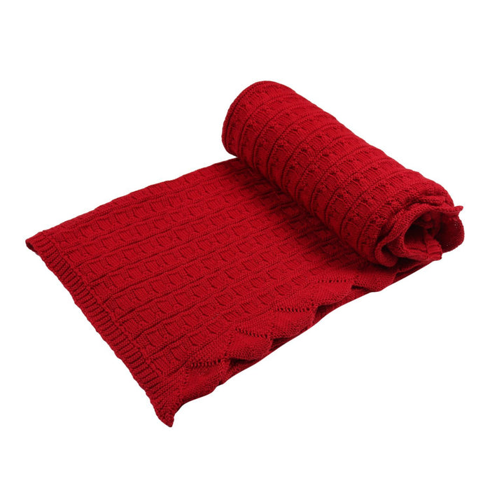 Knit Blanket- Maroon Frill