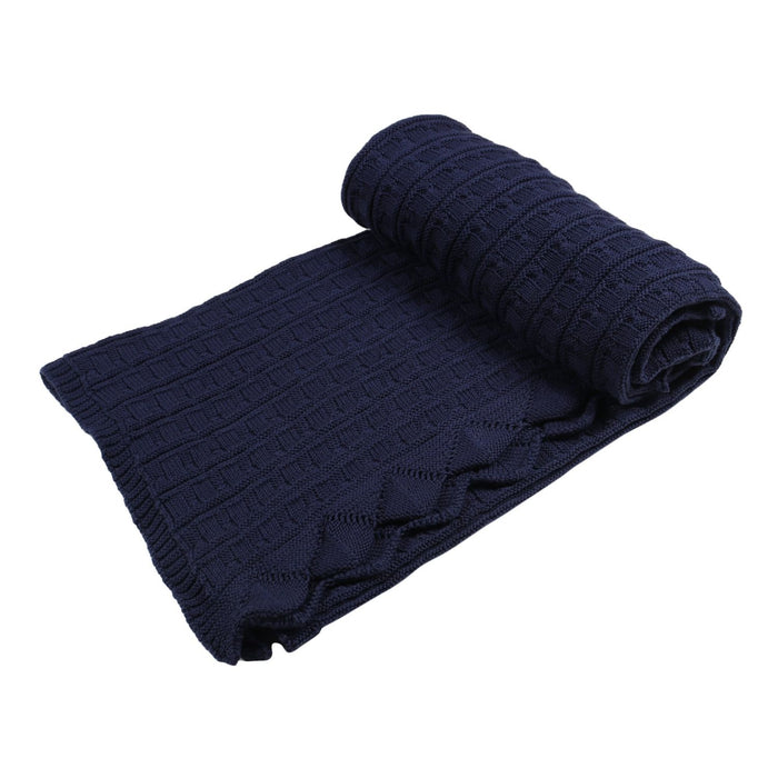 Knit Blanket- Navy Frill