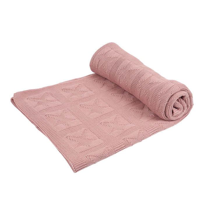 Knit Blanket- Rose Pink Star