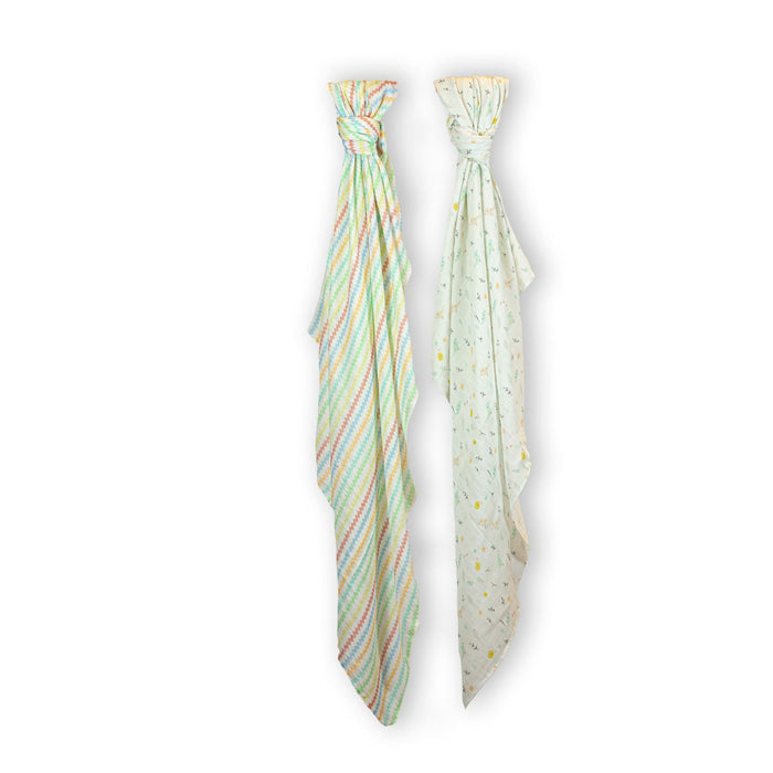 Muslin Swaddle - Pack Of 2 - Ditsy And Zig Zag