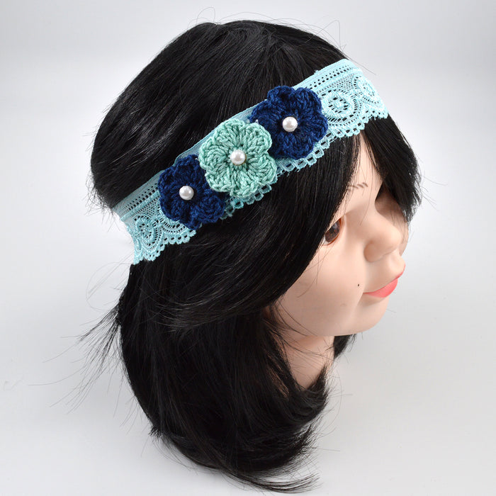 Crochet Baby Headband with cotton thread flower-9