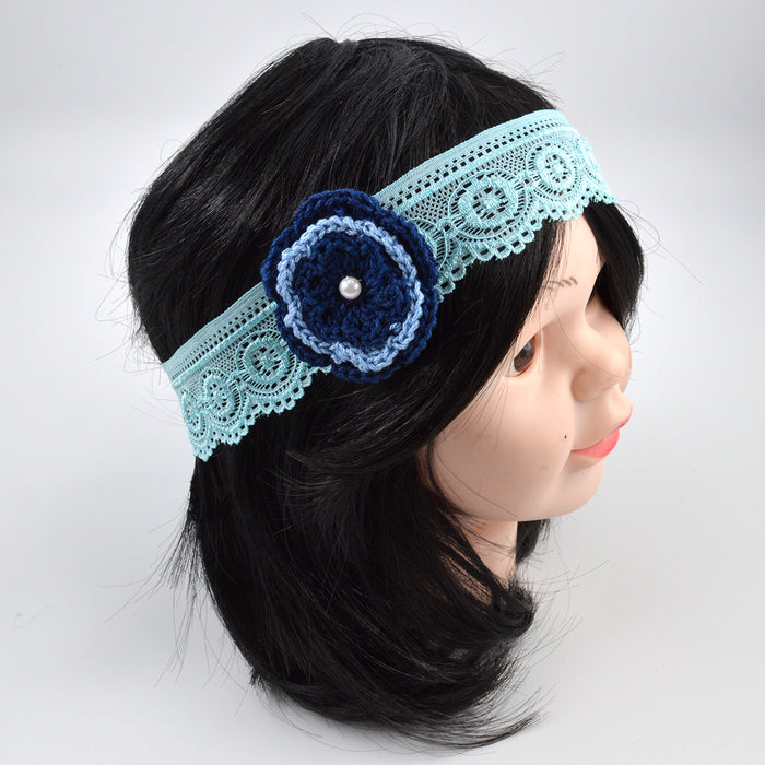 Crochet Baby Headband with cotton thread flower-10