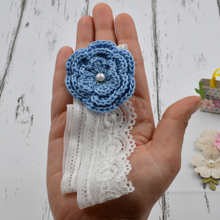Crochet Baby Headband with cotton thread flower-13