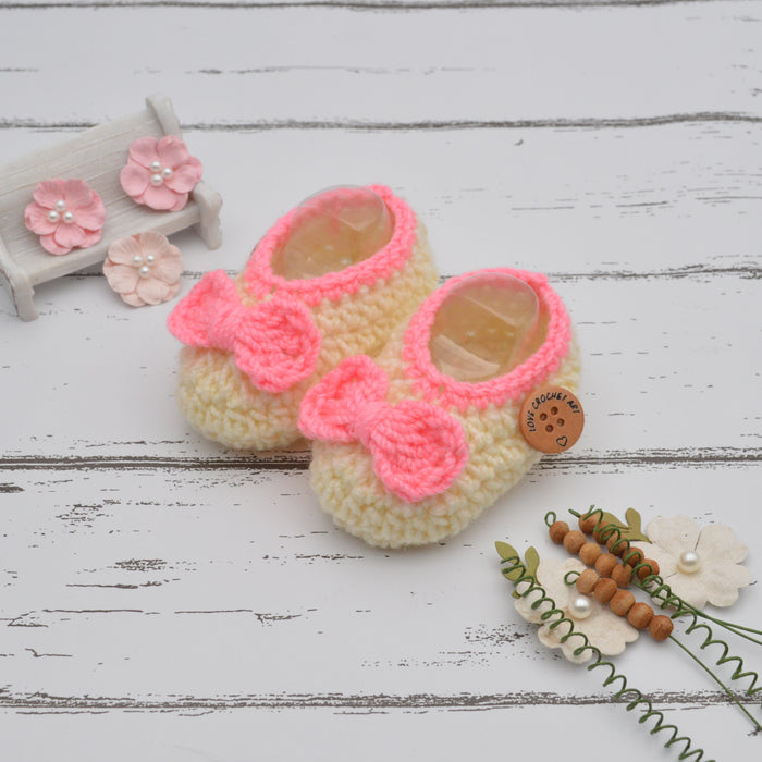 Crochet Baby Booties Woolen Booties-Cream-6