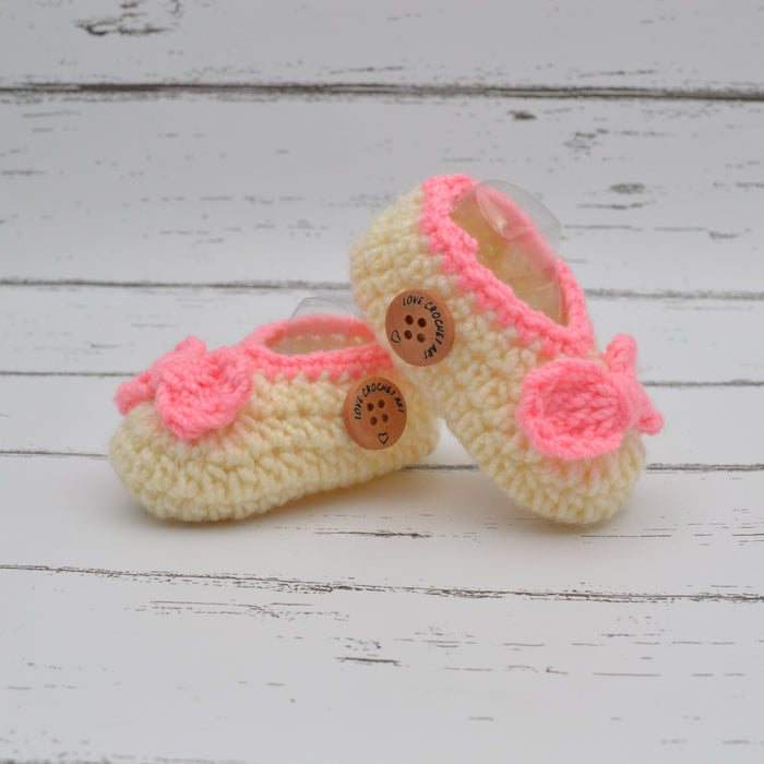 Crochet Baby Booties Woolen Booties-Cream-6
