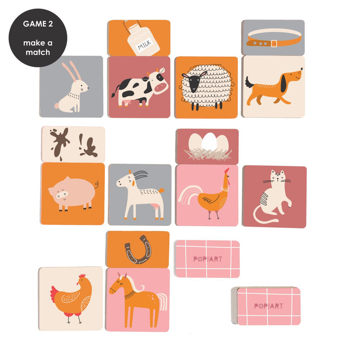 Memory And Match Game - Farm Animale