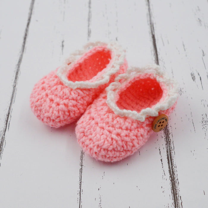 Crochet Baby Booties Woolen Booties-Pink-2