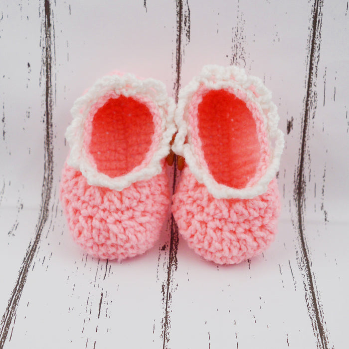 Crochet Baby Booties Woolen Booties-Pink-2