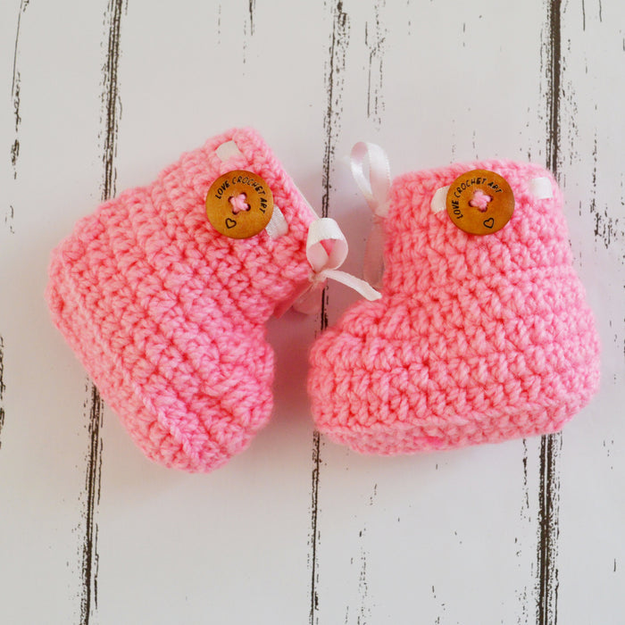 Crochet Baby Booties Woolen Booties-Baby Pink-1