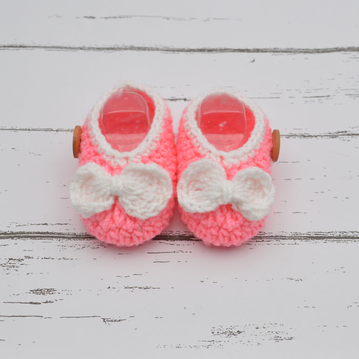Crochet Baby Booties Woolen Booties-Pink-3