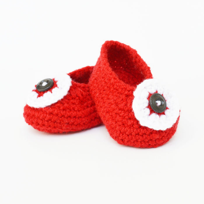 Crochet Baby Booties Woolen Booties-Red-4