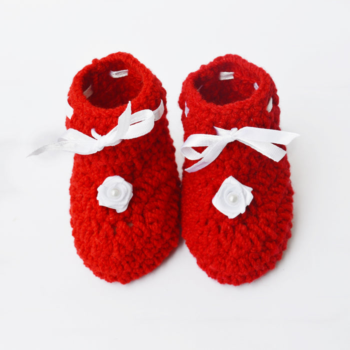 Crochet Baby Booties Woolen Booties-Red-2